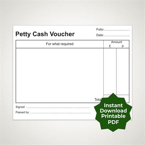 Sample Petty Cash Voucher Template