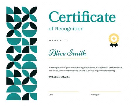 Sample Template Certificate Of Recognition