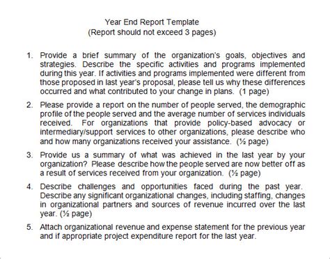 Sample Year End Report Template