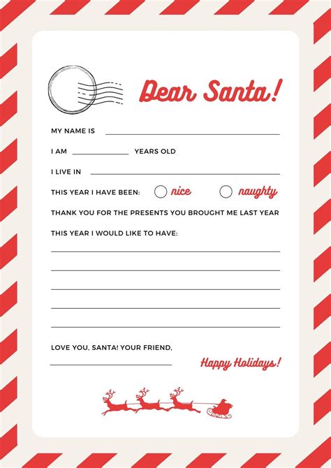 Santa Letter Template Free Printable