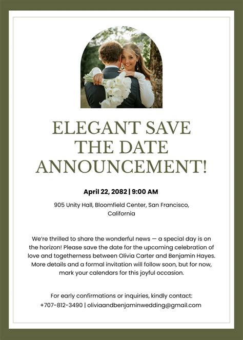 Save The Date Announcement Template