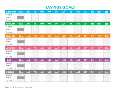 Savings Goal Template