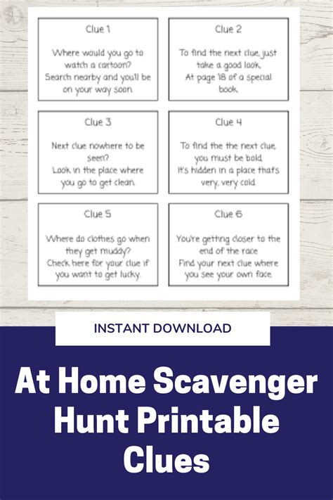 Scavenger Hunt Printable Clues