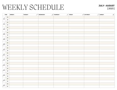 Schedule Template With Times
