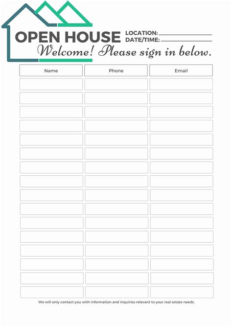 School Open House Sign In Sheet Free Printable