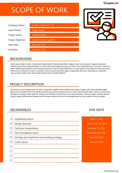 Scope Of Work Templates
