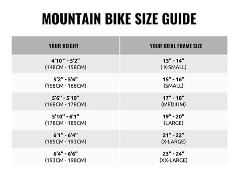 Scott Mountain Bike Size Chart