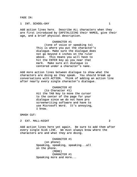Screenplay Word Template
