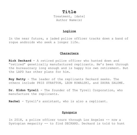 Script Treatment Template