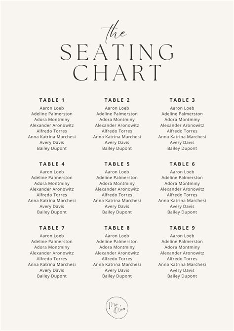 Seating Chart Designs