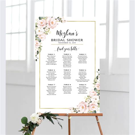 Seating Chart For Bridal Shower