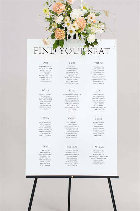 Seating Chart Poster For Wedding