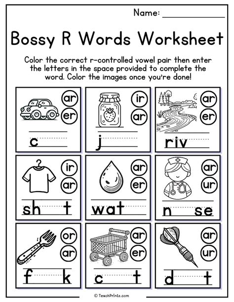 Second Grade Assessment Printable Worksheet About R Controll R