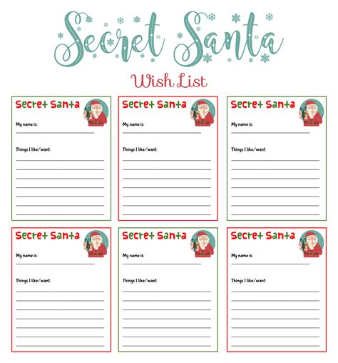 Secret Santa List Template Free