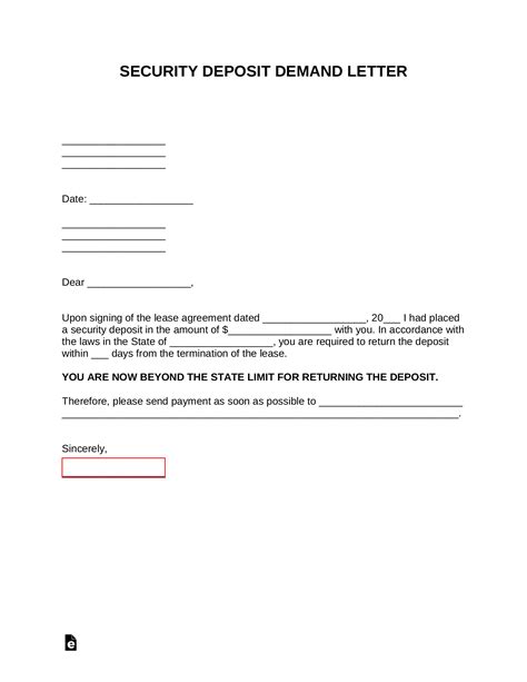 Security Deposit Demand Letter Template