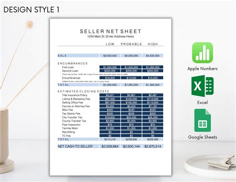 Seller Net Sheet Template Excel