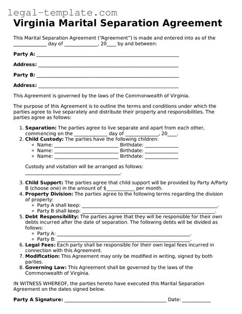 Separation Agreement Template Virginia