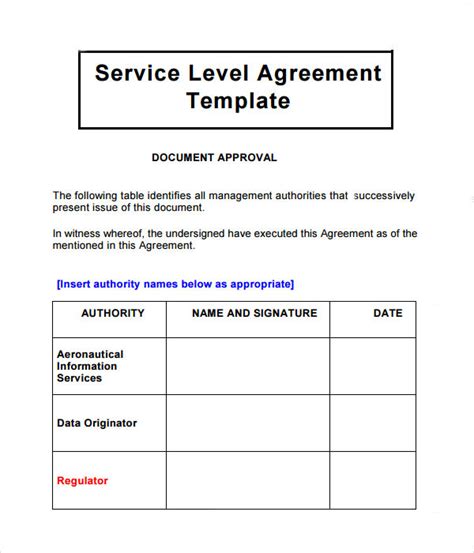 Service Level Agreement Templates