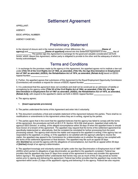 Settlement Agreement Template