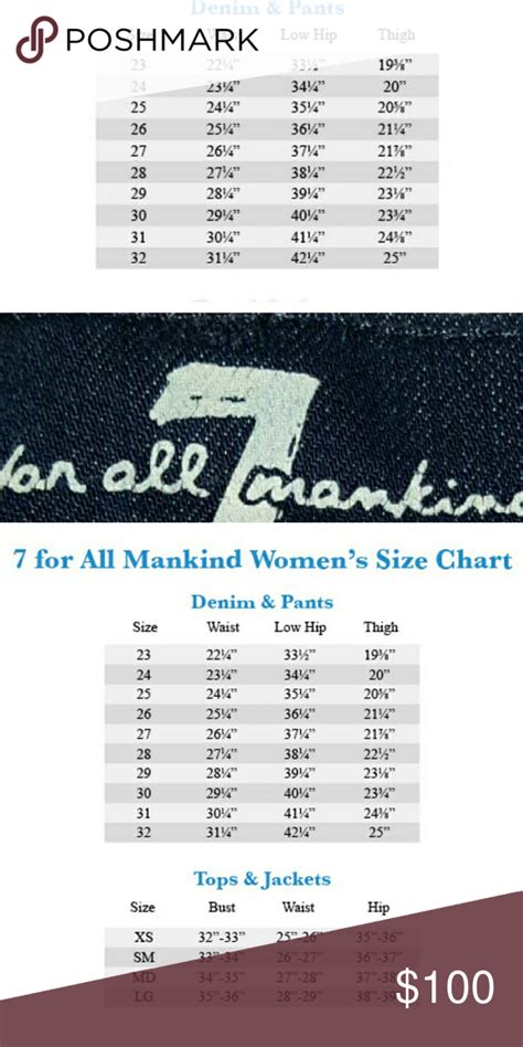 Seven For All Mankind Jeans Size Chart