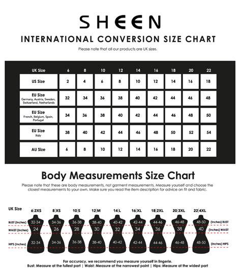 Shein Size Chart