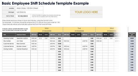 Shift Work Schedule Templates