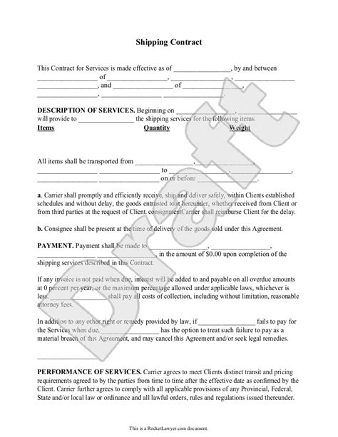 Shipping Agreement Template