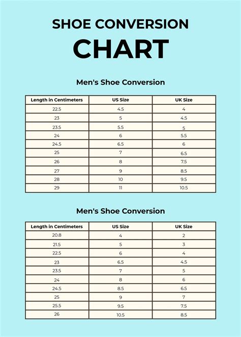 Shoe Conversion Chart Men