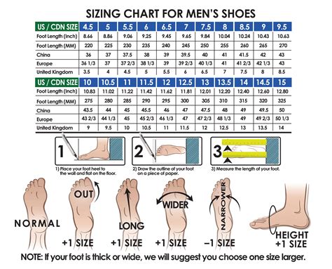 Shoe Size Width Chart Men