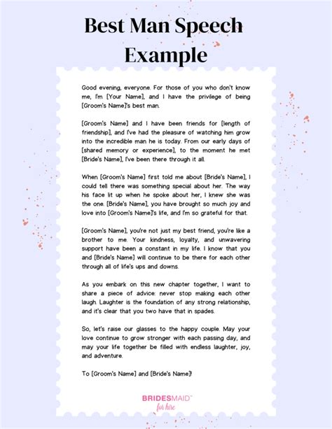 Short Best Man Speech Template
