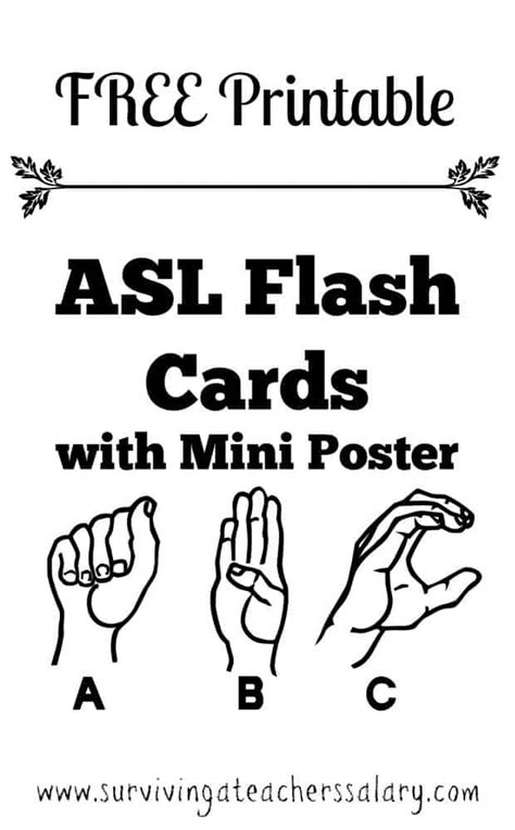 Sign Language Flash Cards Free Printable