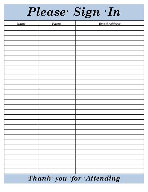 Sign-in Sheet Template