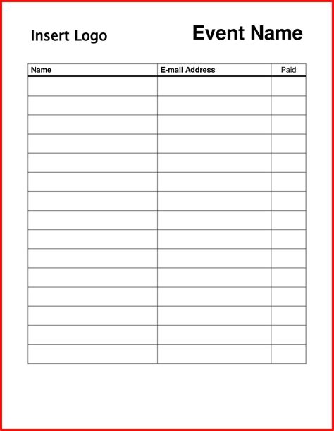 Sign-in Sheet Template Word Free