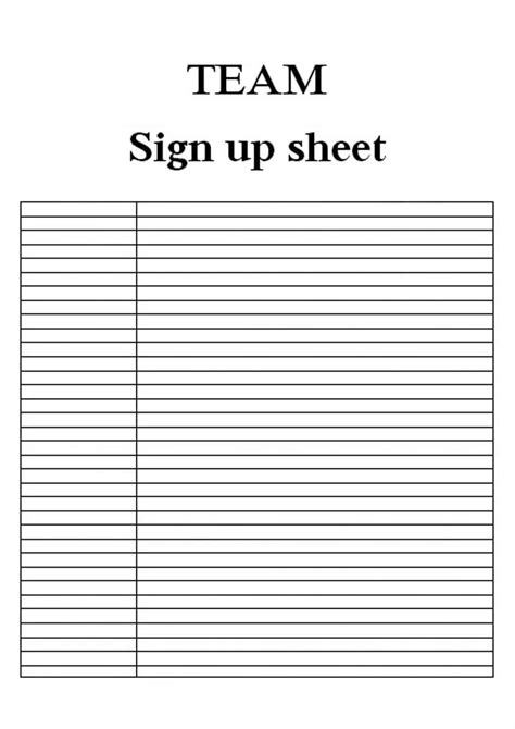 Sign-up Sheet Word Template