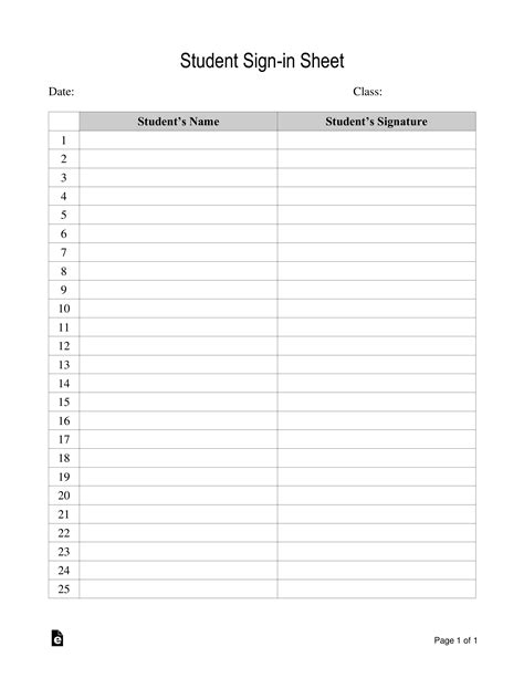 Signing Sheet Template