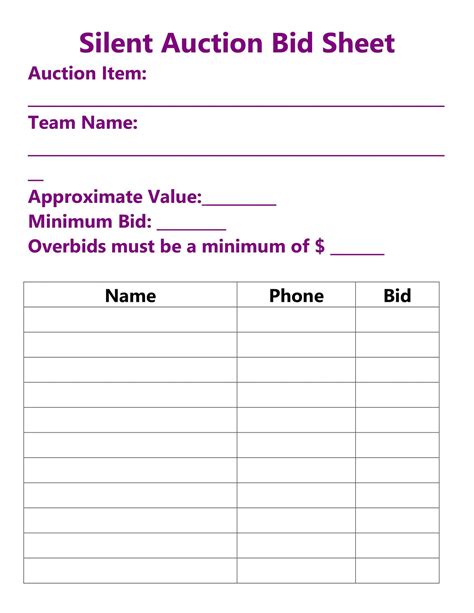 Silent Auction Template