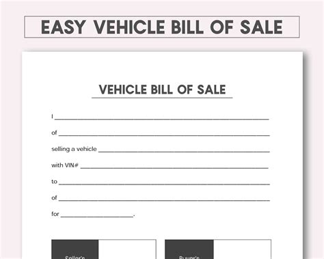 Simple Car Bill Of Sale Template