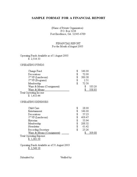 Simple Financial Report Template