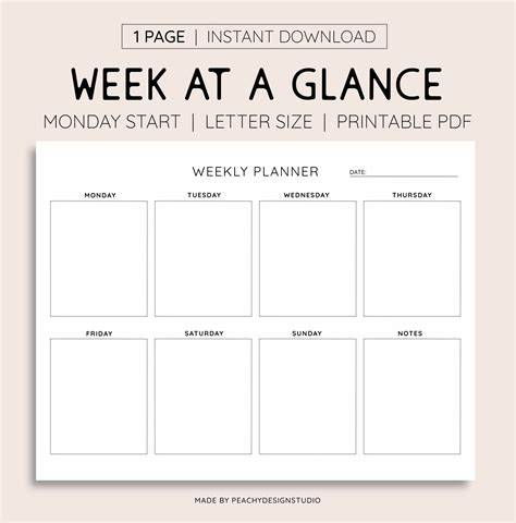 Simple Free Weekly Family Week At A Glance Printable