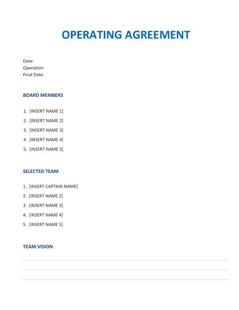 Simple Operating Agreement Template