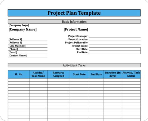 Simple Project Management Plan Template