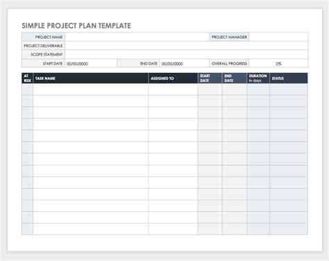 Simple Project Plan Template Word