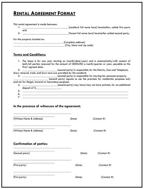 Simple Rental Contract Template