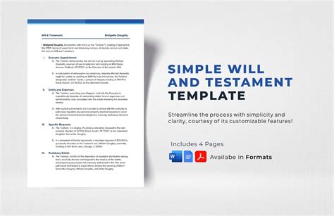 Simple Will And Testament Template