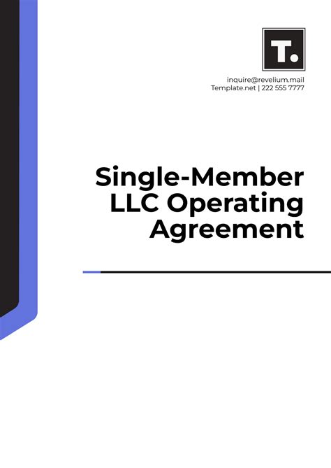 Single Member Llc Operating Agreement Template Free