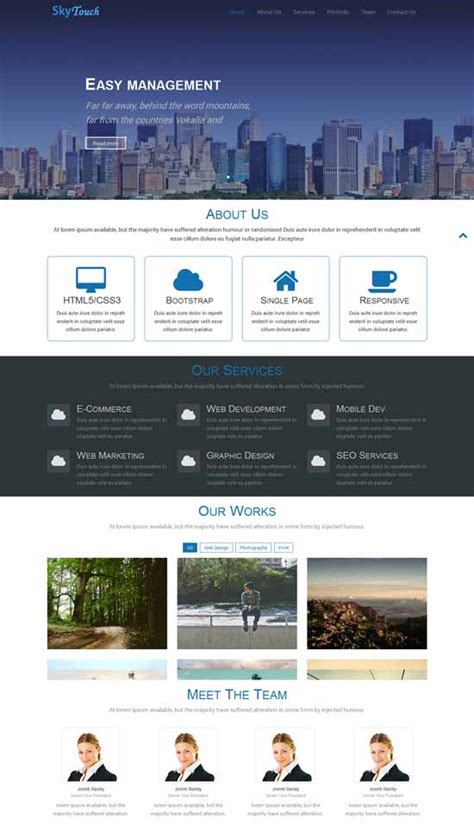 Single Page Web Design Templates