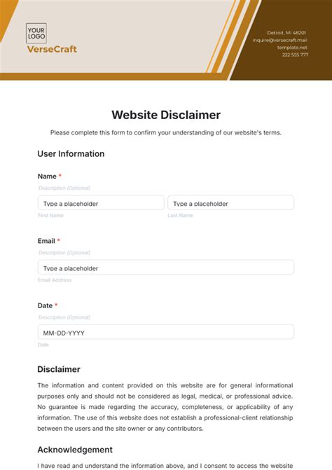 Site Disclaimer Template
