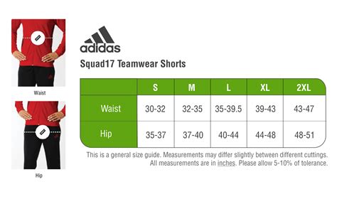 Size Chart Adidas Shorts