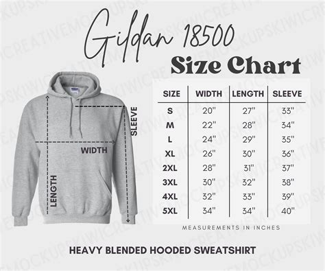 Size Chart For Gildan Sweatshirts