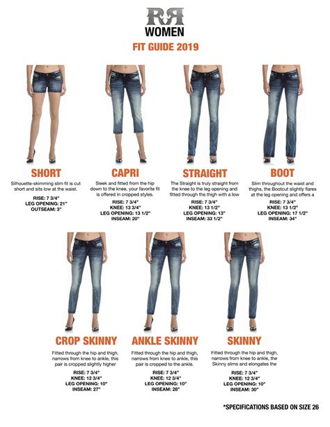 Size Chart Rock Revival Jeans